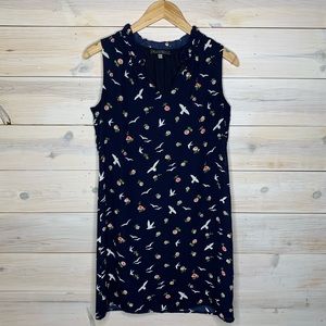 Rose & Olive Navy Blue Summer Dress with Bird Floral Print